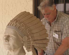 Hugh working on Petalesharo at the Gold Nugget Gallery